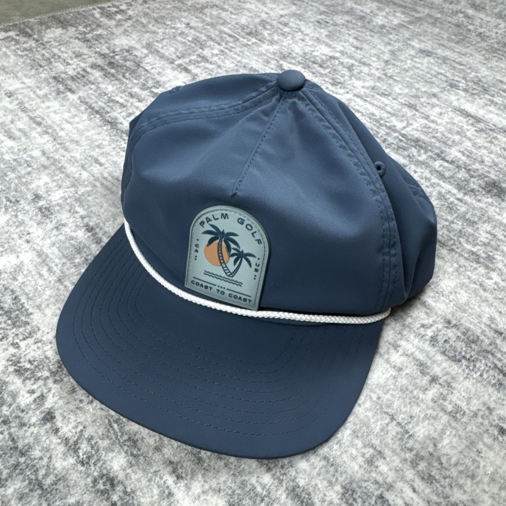 Palm Golf Co Hat Cap Snap Back One Size Blue Rope Patch Mens Golf Tropical